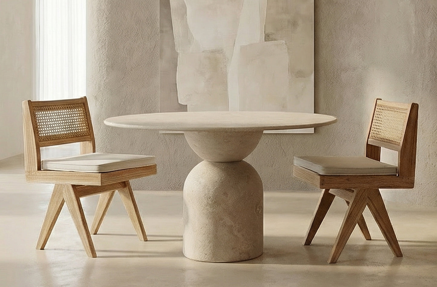 HOSHI Travertin Japandi Eettafel