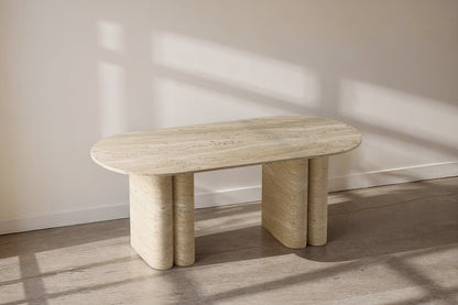 Aureon Travertin Eettafel – Ovale Japandi Tafel | Kinza