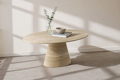 Ishiwa Travertin Eettafel – Ronde Japandi Tafel | Kinza