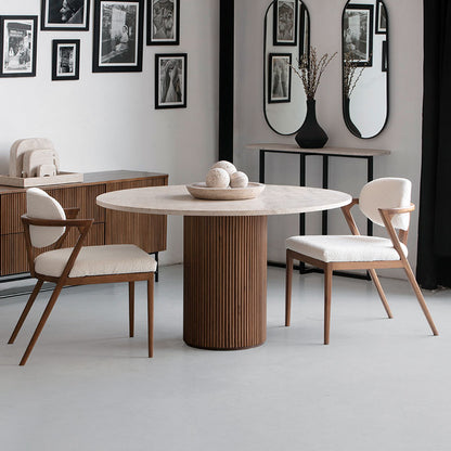 Calvera Dining – Travertin Eettafel - Japandi Design | Kinza