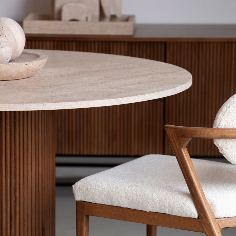Calvera Dining – Travertin Eettafel - Japandi Design | Kinza