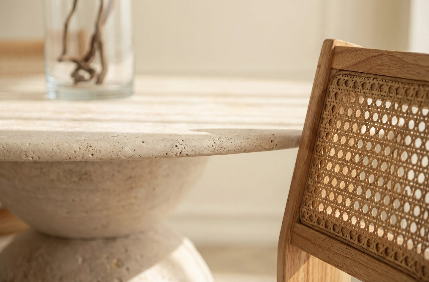 HOSHI Travertin Japandi Eettafel