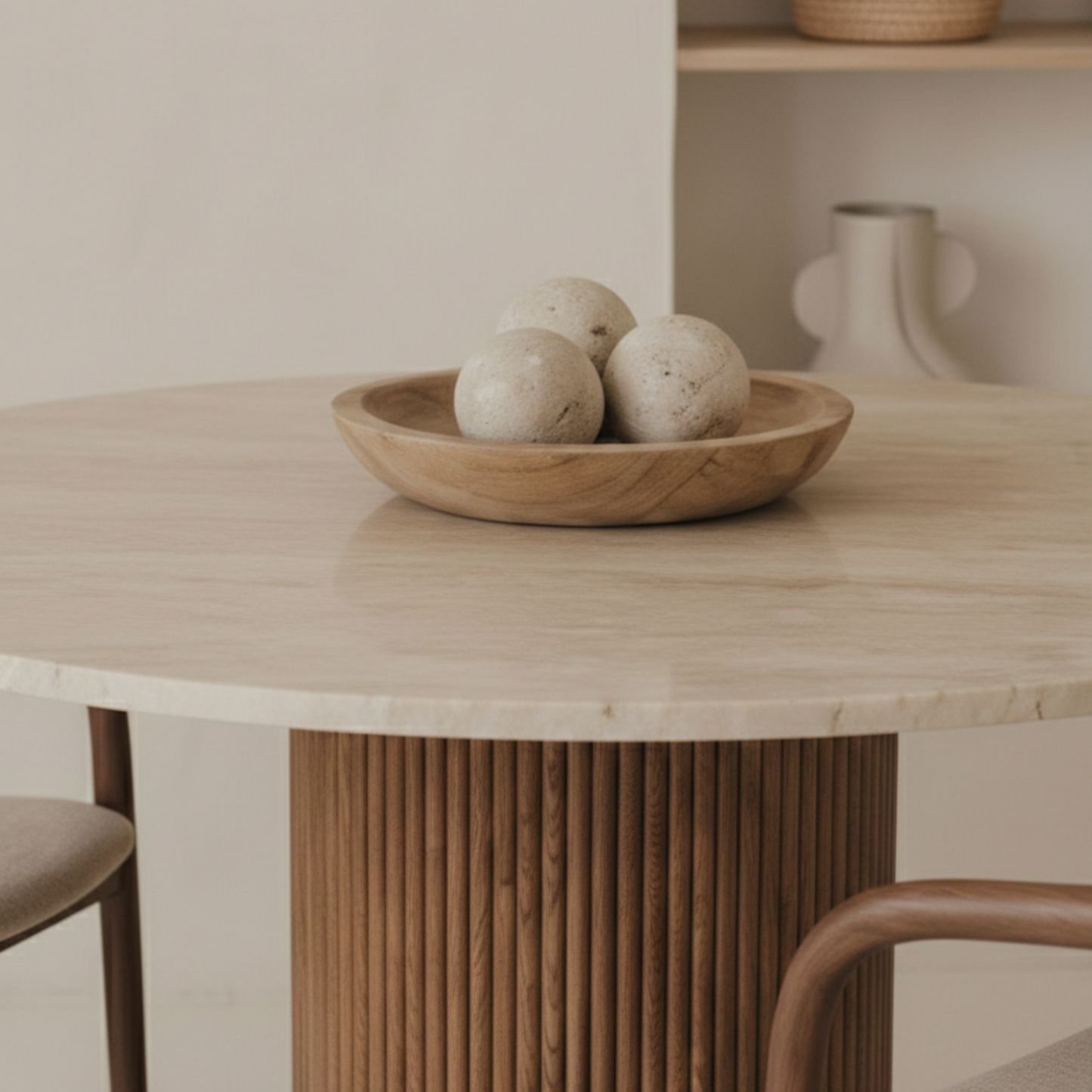 Calvera Dining – Travertin Eettafel - Japandi Design | Kinza