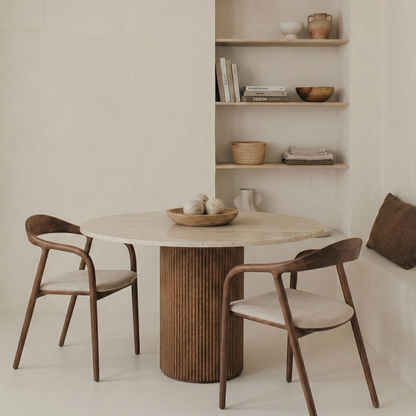 Calvera Dining – Travertin Eettafel - Japandi Design | Kinza