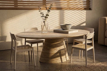 Ishiwa Travertin Eettafel – Ronde Japandi Tafel | Kinza