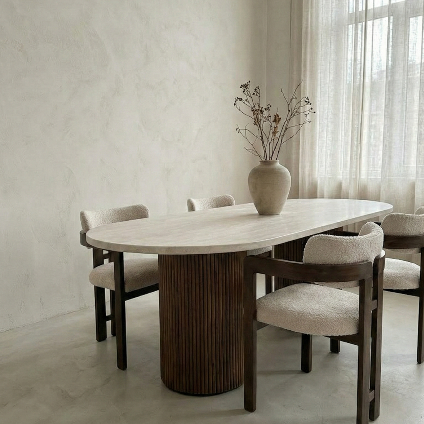 Zinaya Eettafel – Massief Travertin