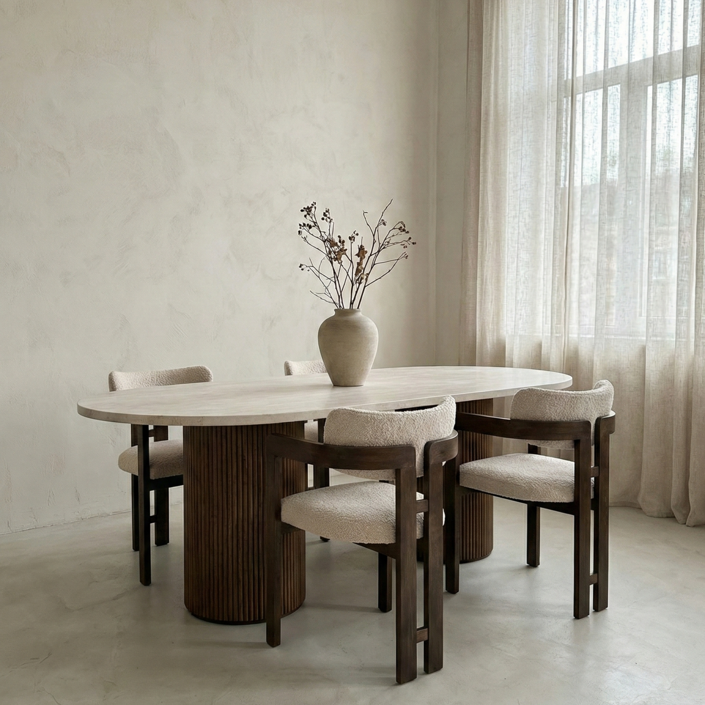 Zinaya Eettafel – Massief Travertin