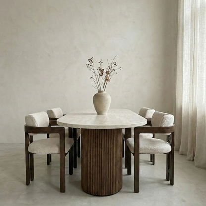 Zinaya Eettafel – Massief Travertin