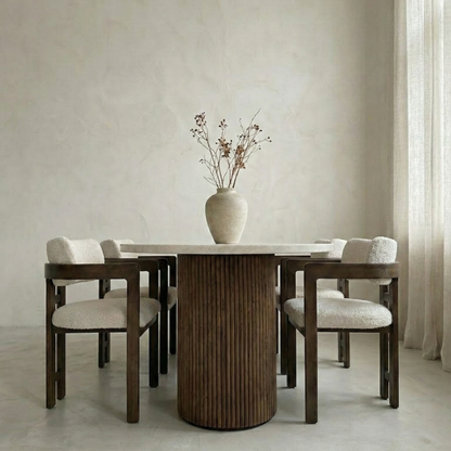 Zinaya Eettafel – Massief Travertin